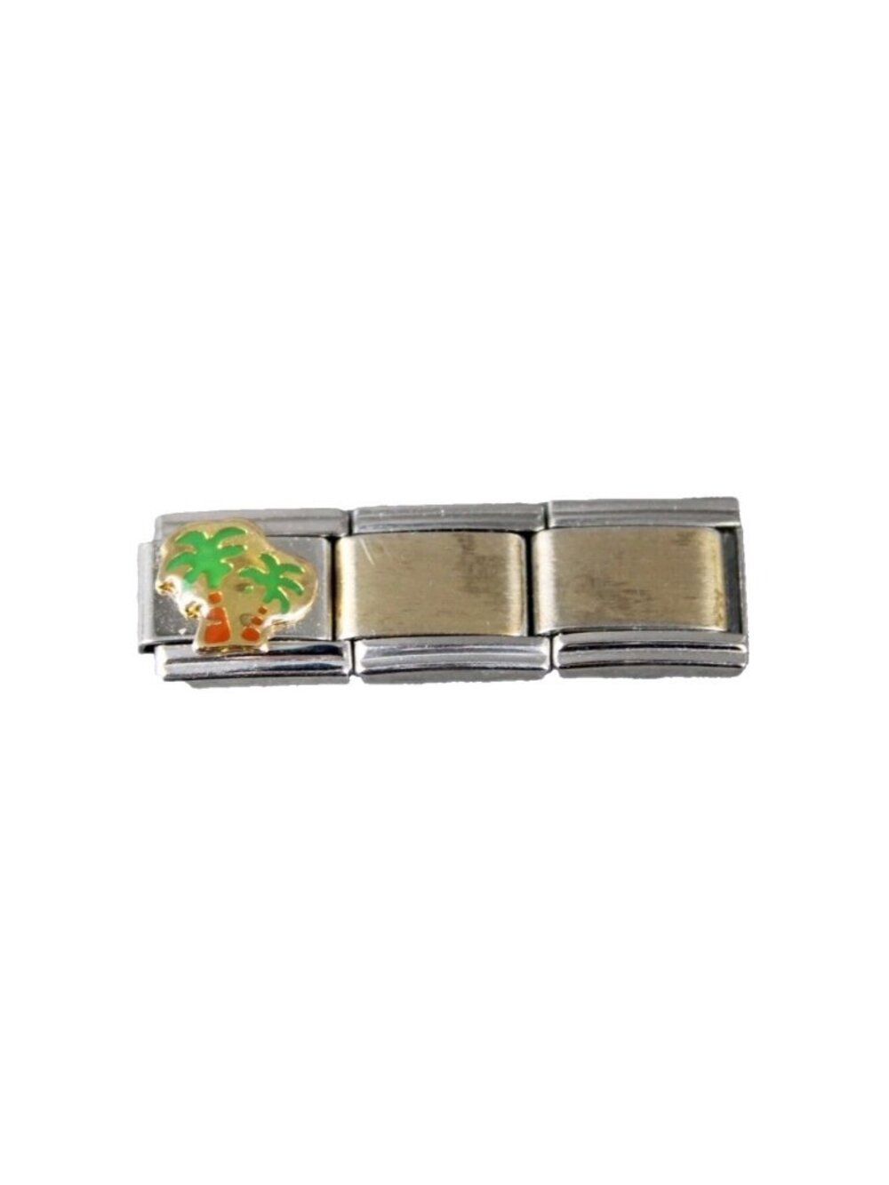 D'linQ "Palm Tree" Stainless Steel Elastic Stretch Chain Link Italian Charm